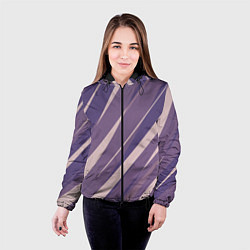 Куртка с капюшоном женская Фиолетовый абстрактные полосы, цвет: 3D-черный — фото 2