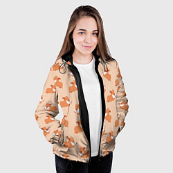 Куртка с капюшоном женская Паттерн с забавными щенками породы корги, цвет: 3D-черный — фото 2