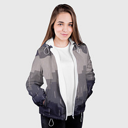 Куртка с капюшоном женская Вечерний дождь, цвет: 3D-белый — фото 2