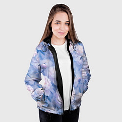 Куртка с капюшоном женская Цветы в туманности, цвет: 3D-черный — фото 2