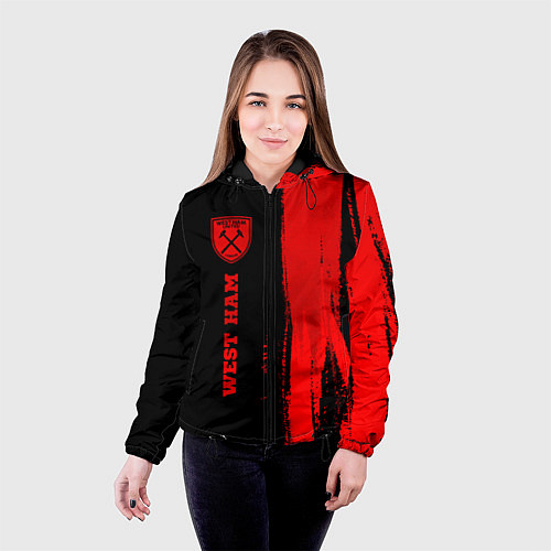 Женская куртка West Ham - red gradient по-вертикали / 3D-Черный – фото 4