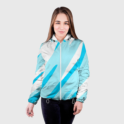 Женская куртка Белый с голубым абстракция / 3D-Белый – фото 4
