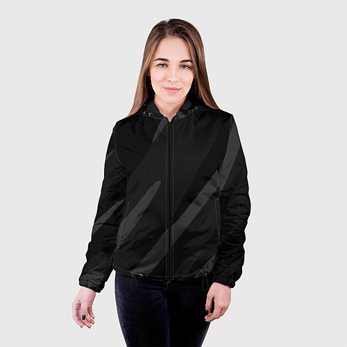 Женская куртка Чёрно-серый абстрактный полосы / 3D-Черный – фото 4