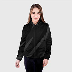 Куртка с капюшоном женская Чёрно-серый абстрактный полосы, цвет: 3D-черный — фото 2