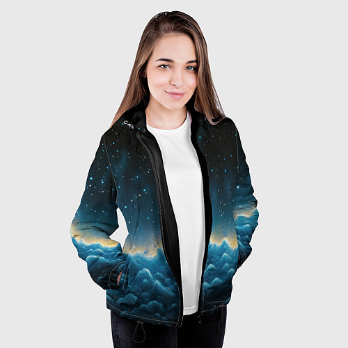 Женская куртка Облака и черное небо текстура / 3D-Черный – фото 3