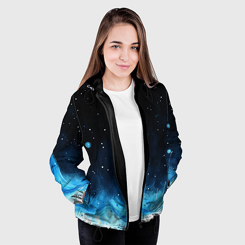 Женская куртка Синяя светящееся краска / 3D-Черный – фото 3