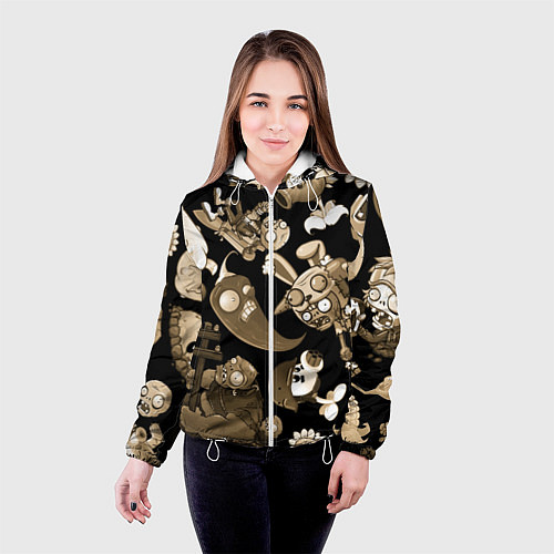 Женская куртка Растения против зомби в бежевом цвете / 3D-Белый – фото 4