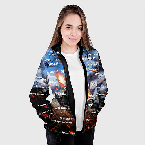Женская куртка Сленг геймеров танкистов / 3D-Черный – фото 3