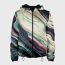 Куртка с капюшоном женская Абстракция тёмные краски с текстурой, цвет: 3D-черный