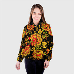 Куртка с капюшоном женская Хохлома - роспись, цвет: 3D-черный — фото 2