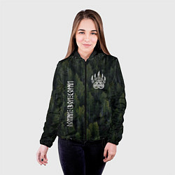 Куртка с капюшоном женская Помни свои корни - лапа медведя печать Велеса, цвет: 3D-черный — фото 2
