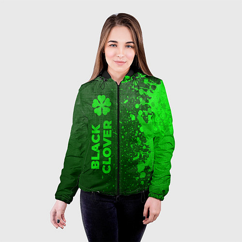 Женская куртка Black Clover - green gradient по-вертикали / 3D-Черный – фото 4