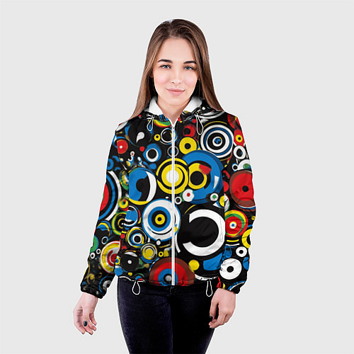 Женская куртка Абстракция геометрическая / 3D-Белый – фото 4