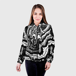 Куртка с капюшоном женская Закрученные волны - чб абстракция, цвет: 3D-черный — фото 2