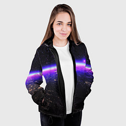 Куртка с капюшоном женская Планета и неоновое свечение, цвет: 3D-черный — фото 2