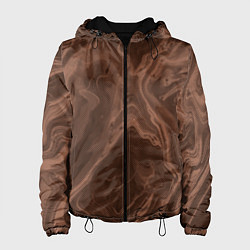 Куртка с капюшоном женская Коричневый абстракция в точку, цвет: 3D-черный