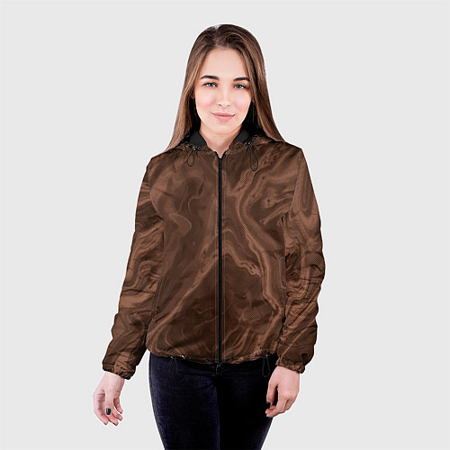 Женская куртка Коричневый абстракция в точку / 3D-Черный – фото 4
