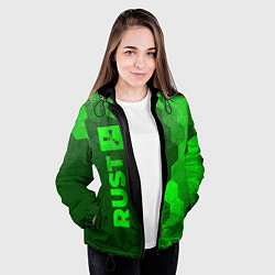 Куртка с капюшоном женская Rust - green gradient по-вертикали, цвет: 3D-черный — фото 2