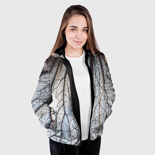 Женская куртка Прожилки растения / 3D-Черный – фото 3