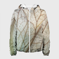 Куртка с капюшоном женская Прожилки листика, цвет: 3D-белый