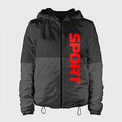 Куртка с капюшоном женская Sport красными на сером, цвет: 3D-черный