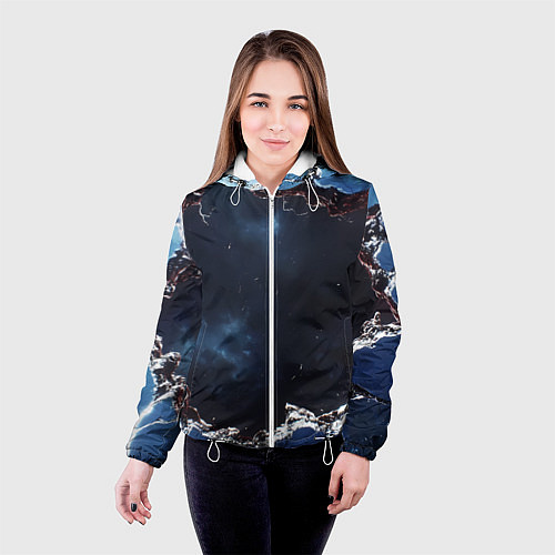 Женская куртка Объемная дыра в стене текстура / 3D-Белый – фото 4