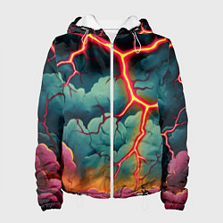 Куртка с капюшоном женская Молнии в виде разлома, цвет: 3D-белый