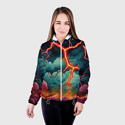 Куртка с капюшоном женская Молнии в виде разлома, цвет: 3D-белый — фото 2