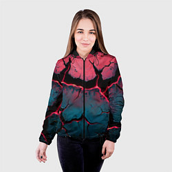 Куртка с капюшоном женская Объемные разломы текстура, цвет: 3D-черный — фото 2