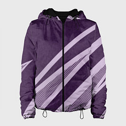 Куртка с капюшоном женская Фиолетовый абстрактный с полосой, цвет: 3D-черный