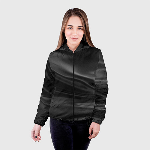 Женская куртка Текстура драпированного шелка / 3D-Черный – фото 4