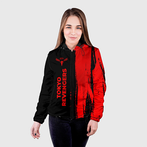 Женская куртка Tokyo Revengers - red gradient по-вертикали / 3D-Черный – фото 4