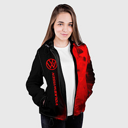 Куртка с капюшоном женская Volkswagen - red gradient по-вертикали, цвет: 3D-черный — фото 2