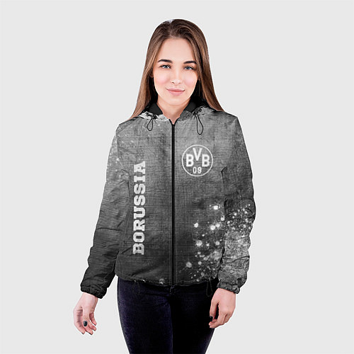 Женская куртка Borussia - grey gradient вертикально / 3D-Черный – фото 4