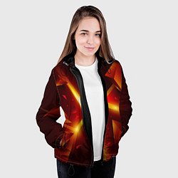 Куртка с капюшоном женская Трехмерный взрыв неоновых плит абстракция, цвет: 3D-черный — фото 2