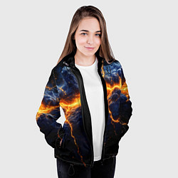 Куртка с капюшоном женская Молнии в разбитом небе, цвет: 3D-черный — фото 2