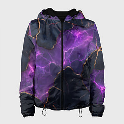 Куртка с капюшоном женская Фиолетовый разлом с молниями, цвет: 3D-черный