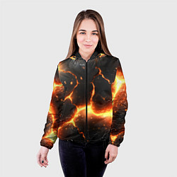Куртка с капюшоном женская Лава и разлом плит, цвет: 3D-черный — фото 2