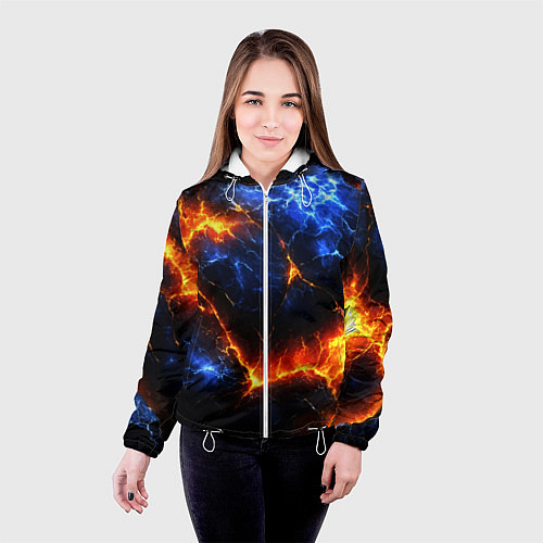 Женская куртка Лада и лед в разломе плит / 3D-Белый – фото 4