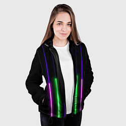 Куртка с капюшоном женская Color Purple green pink, цвет: 3D-черный — фото 2