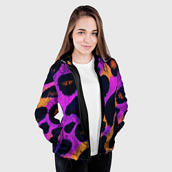 Куртка с капюшоном женская Неоновый леопардовый узор, цвет: 3D-черный — фото 2