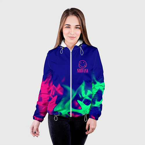 Женская куртка Nirvana fire neon / 3D-Белый – фото 4