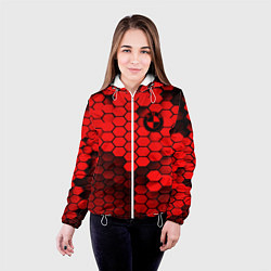 Куртка с капюшоном женская BMW карбоновая абстракция, цвет: 3D-белый — фото 2