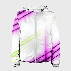 Куртка с капюшоном женская Green white pink line, цвет: 3D-белый
