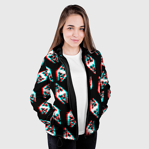 Женская куртка Skyrim glitch logo patten / 3D-Черный – фото 3