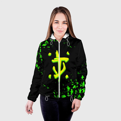 Женская куртка Doom x fallout кислотное лого / 3D-Белый – фото 4