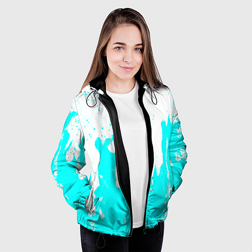 Женская куртка Голубой огонь текстура / 3D-Черный – фото 3