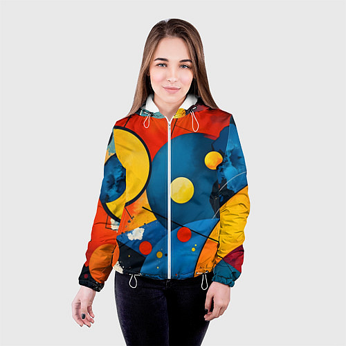 Женская куртка Динамичный красочный паттерн / 3D-Белый – фото 4