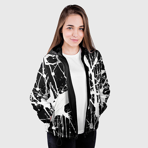 Женская куртка Брызги белой краски / 3D-Черный – фото 3