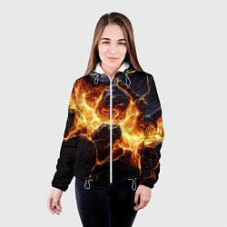 Куртка с капюшоном женская Золотая лава текстура, цвет: 3D-белый — фото 2